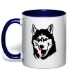 Чашка с цветной ручкой Husky licked Глубокий темно-синий фото