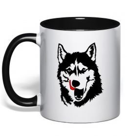 Чашка з кольоровою ручкою Husky licked