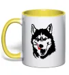 Чашка з кольоровою ручкою Husky licked Лимонний фото