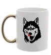 Чашка с цветной ручкой Husky licked Золото фото