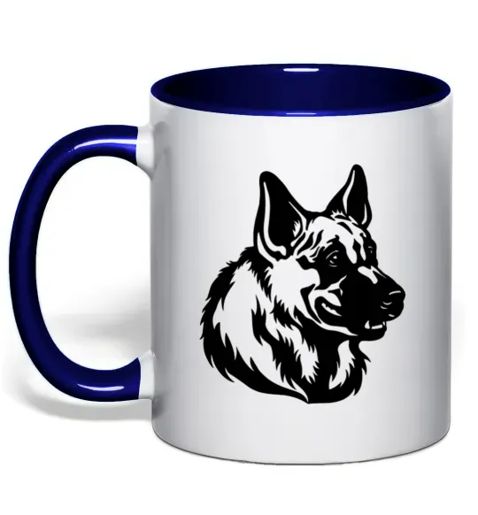 Чашка з кольоровою ручкою Німецька вівчарка Глибокий темно-синій фото