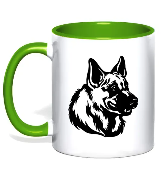 Чашка с цветной ручкой Німецька вівчарка Лаймовый фото