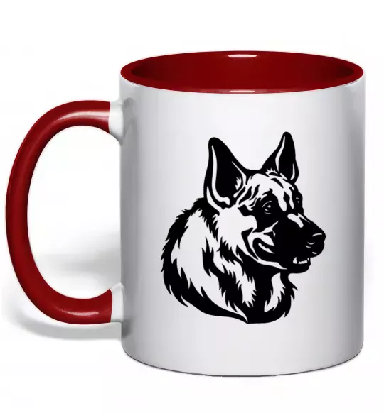 Чашка з кольоровою ручкою Німецька вівчарка Червоний фото