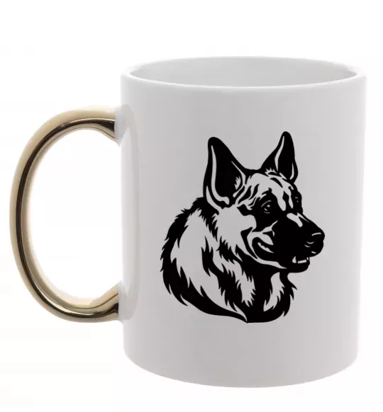 Чашка з кольоровою ручкою Німецька вівчарка Золото фото