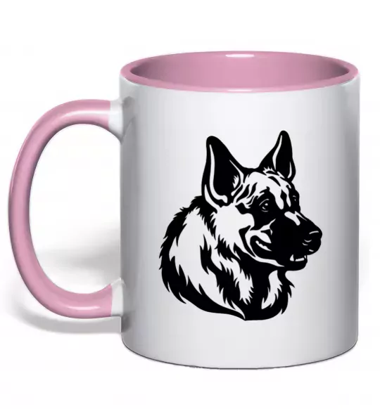 Чашка з кольоровою ручкою Німецька вівчарка Ніжно рожевий фото