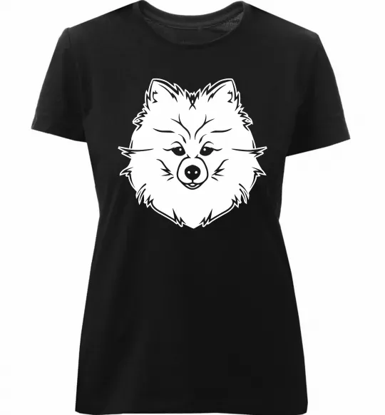 Женская премиум футболка Pomeranian Черный фото