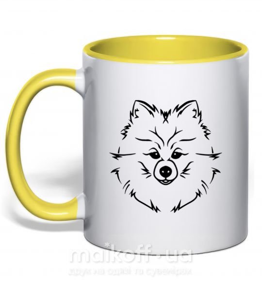 Чашка с цветной ручкой Pomeranian Солнечно желтый фото
