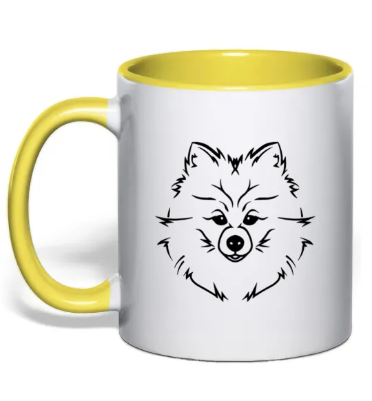 Чашка с цветной ручкой Pomeranian Лимонный фото