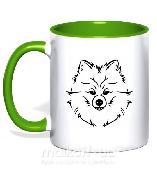Чашка с цветной ручкой Pomeranian Зеленый фото