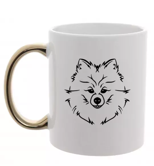 Чашка з кольоровою ручкою Pomeranian Золото фото