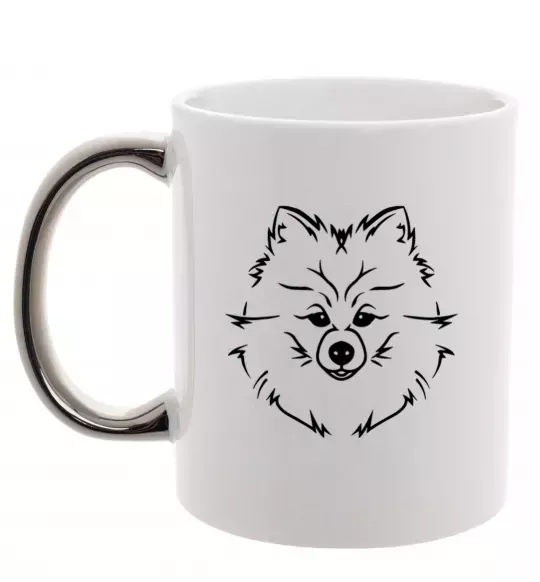 Чашка з кольоровою ручкою Pomeranian Срібло фото