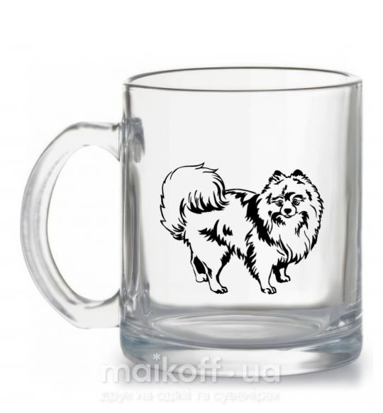 Чашка скляна Spitz Pomeranian Прозорий фото