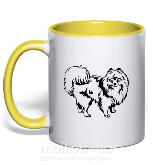 Чашка с цветной ручкой Spitz Pomeranian Солнечно желтый фото