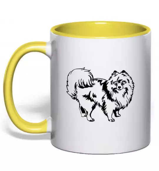 Чашка с цветной ручкой Spitz Pomeranian Солнечно желтый фото