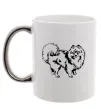 Чашка с цветной ручкой Spitz Pomeranian Серебро фото