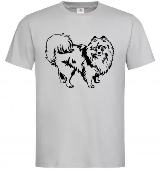 Мужская футболка Spitz Pomeranian Серый фото