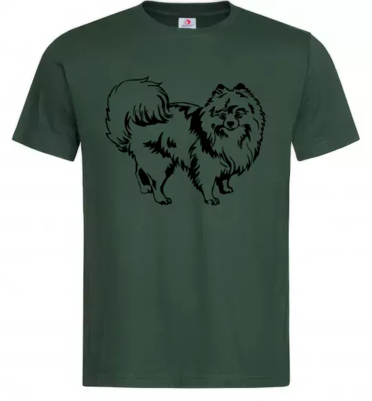 Мужская футболка Spitz Pomeranian Темно-зеленый фото
