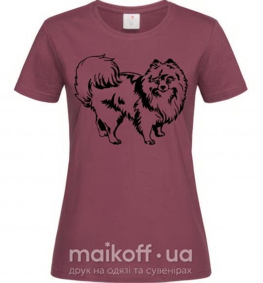 Жіноча футболка Spitz Pomeranian Бордовий фото