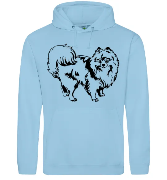 Мужская толстовка (худи) Spitz Pomeranian Голубой фото