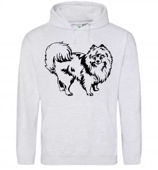 Женская толстовка (худи) Spitz Pomeranian Серый меланж фото
