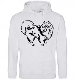 Женская толстовка (худи) Spitz Pomeranian Серый меланж фото