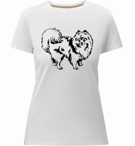 Женская премиум футболка Spitz Pomeranian Белый фото