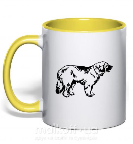 Чашка с цветной ручкой Leonberger dog Солнечно желтый фото