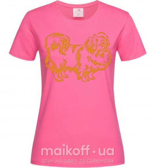 Жіноча футболка Pekingese Яскраво-рожевий фото