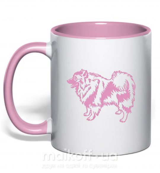 Чашка з кольоровою ручкою Big pomeranian Ніжно рожевий фото