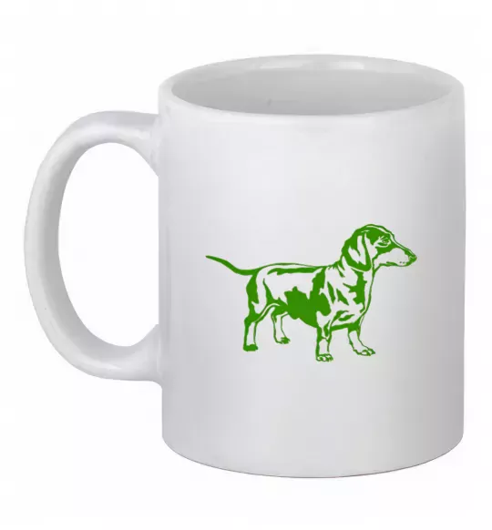 Чашка керамічна Зелена такса Білий фото