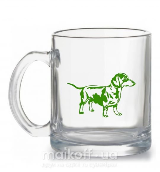 Чашка стеклянная Зеленая такса Прозрачный фото