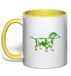 Чашка з кольоровою ручкою Зелена такса Сонячно жовтий Чашка з кольоровою ручкою Зелена такса Сонячно жовтий фото