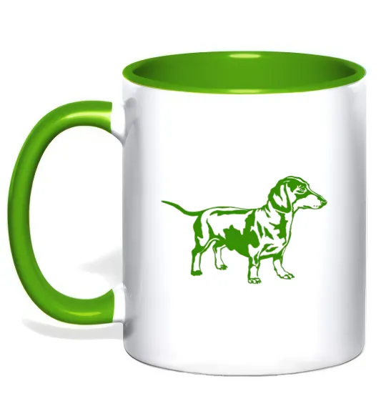 Чашка с цветной ручкой Зелена такса Лаймовый фото