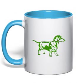 Чашка з кольоровою ручкою Зелена такса Чашка з кольоровою ручкою Зелена такса