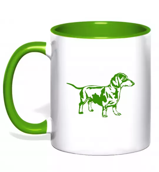 Чашка з кольоровою ручкою Зелена такса Зелений фото
