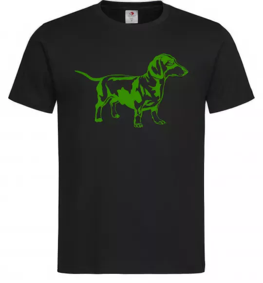 Чоловіча футболка Зелена такса Чорний фото