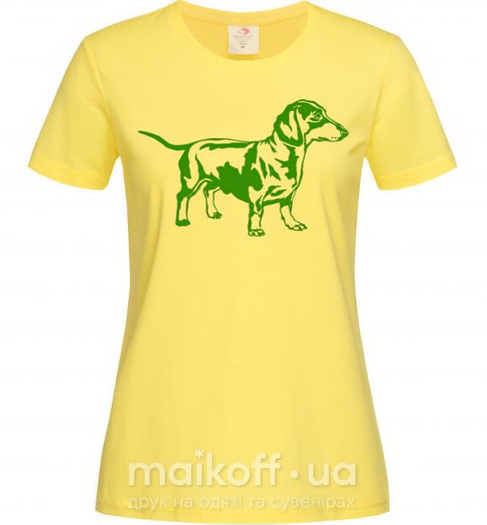 Женская футболка Зеленая такса Лимонный фото