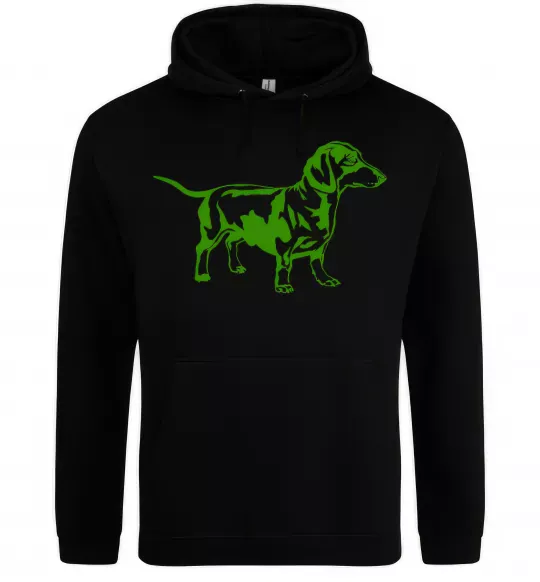 Мужская толстовка (худи) Зелена такса Черный фото