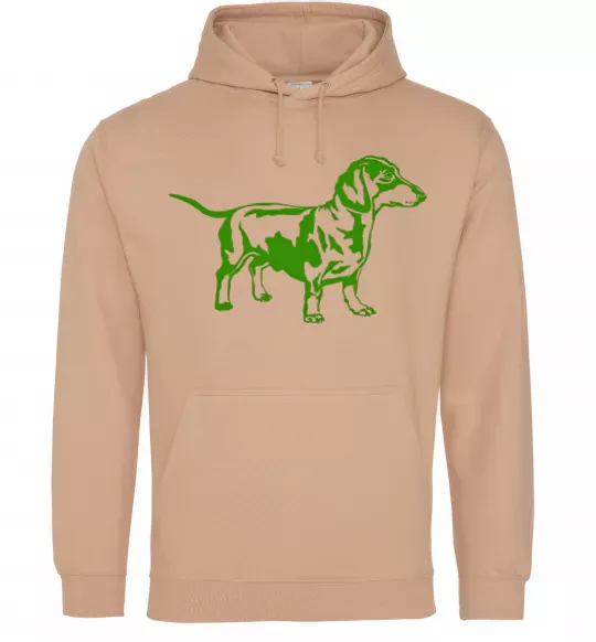 Мужская толстовка (худи) Зелена такса Песочный фото