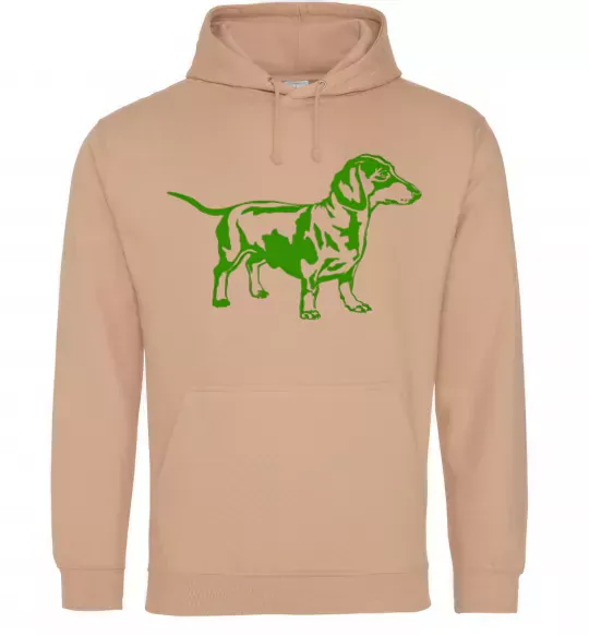 Женская толстовка (худи) Зелена такса Песочный фото