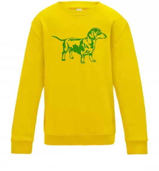 Детский Свитшот Зелена такса Солнечно желтый фото