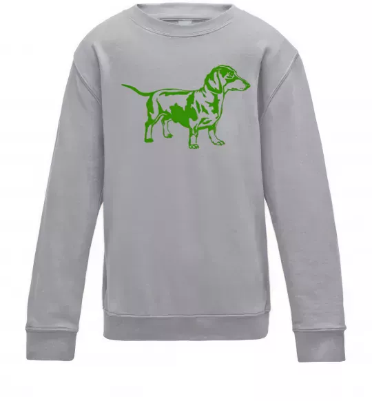 Детский Свитшот Зелена такса Серый меланж фото