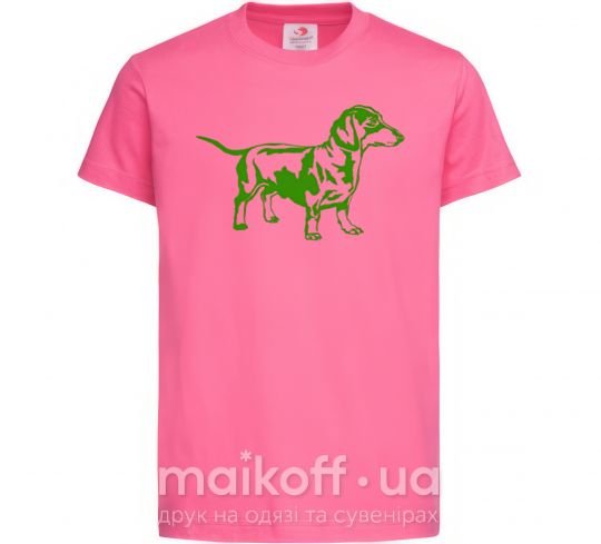 Дитяча футболка Зеленая такса Яскраво-рожевий фото