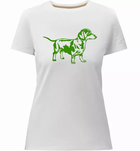 Женская премиум футболка Зелена такса Белый фото
