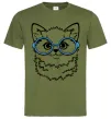 Мужская футболка Кitten in blue glasses Оливковый фото