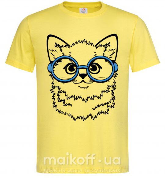 Чоловіча футболка Кitten in blue glasses Лимонний фото