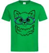 Мужская футболка Кitten in blue glasses Зеленый фото