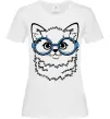 Женская футболка Кitten in blue glasses Белый фото
