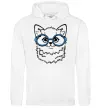 Мужская толстовка (худи) Кitten in blue glasses Белый фото