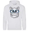 Мужская толстовка (худи) Кitten in blue glasses Серый меланж фото